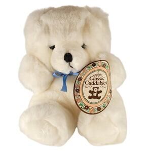 Commonwealth Classic Cuddables Teddy Bear Plush Stuffed Animal 8" White 1988 VTG